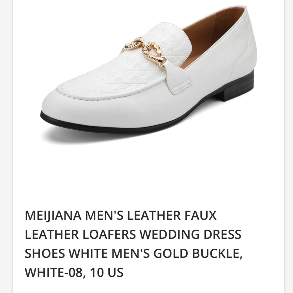 White and Gold Slip-On Loafers with Elegant Design